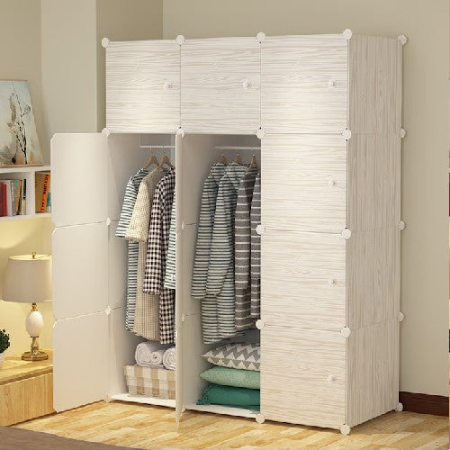 Dulap modular pentru copii, AT PERFORMANCE®, 12 rafturi, durabil, 110X37X147 cm, crem simplu